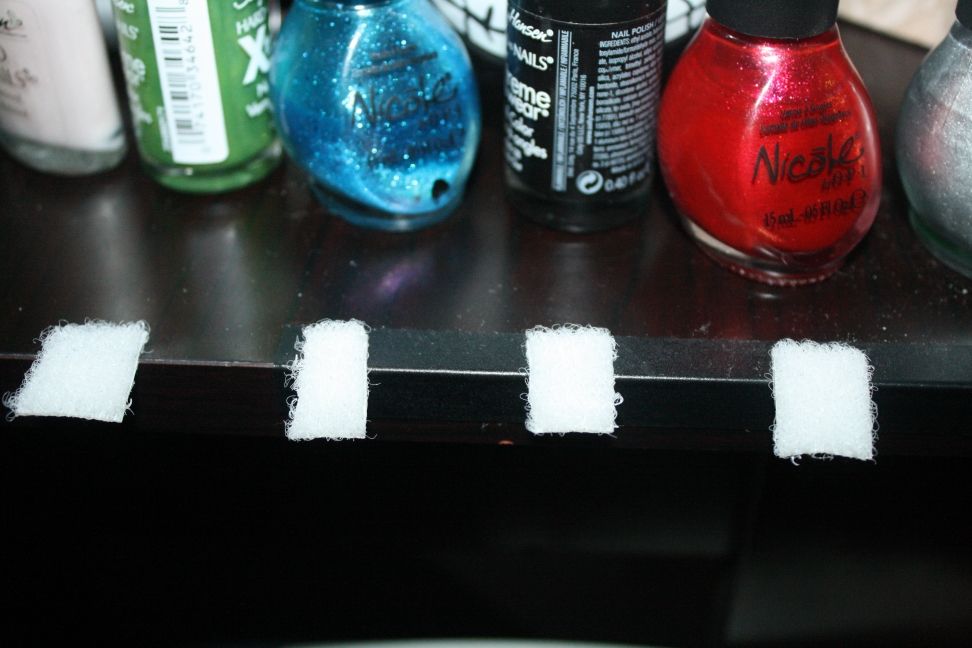 Simple Velcro Nail Polish Under-Cabinet Storage