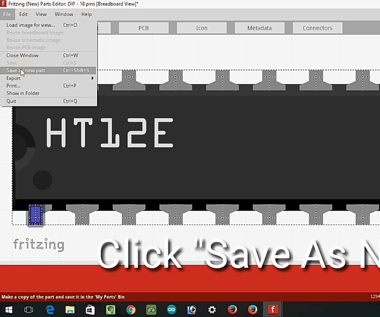 Fritzing Part Editor .... Making of HT12E IC