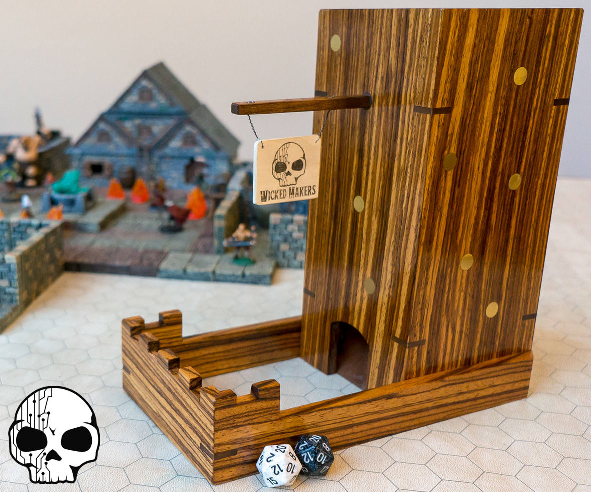 Zebrawood and Brass Dice Tower