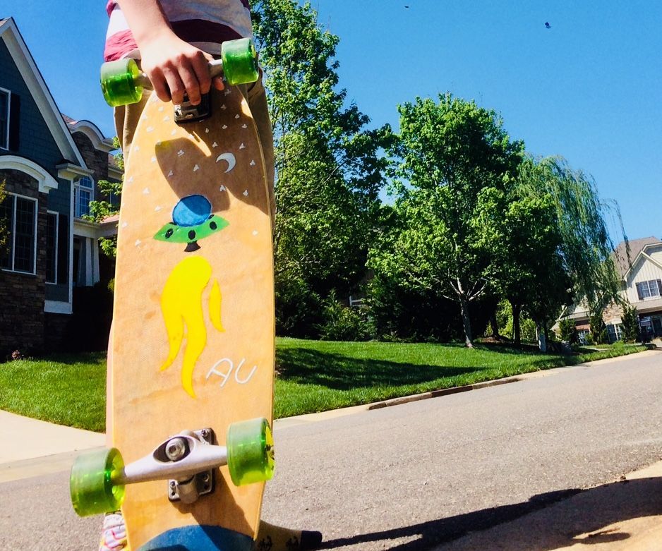 Surf/Skate Board With Space Graphics