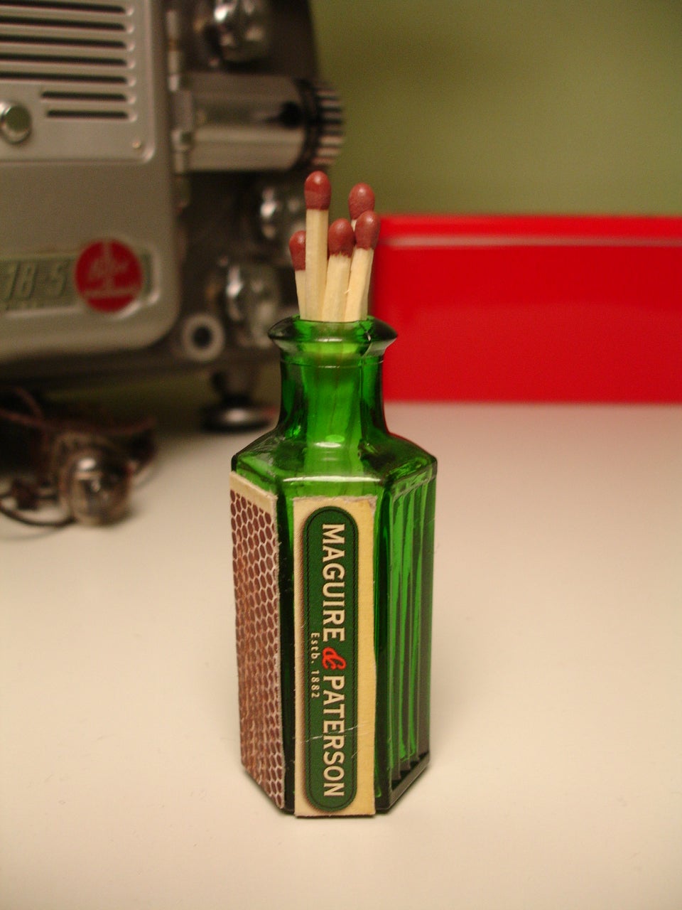 Glass Bottle Match Holder and Strike