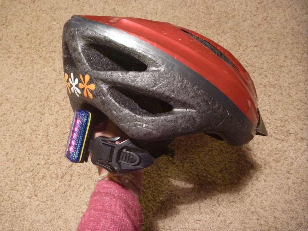 Safety Light on Bike Helmet