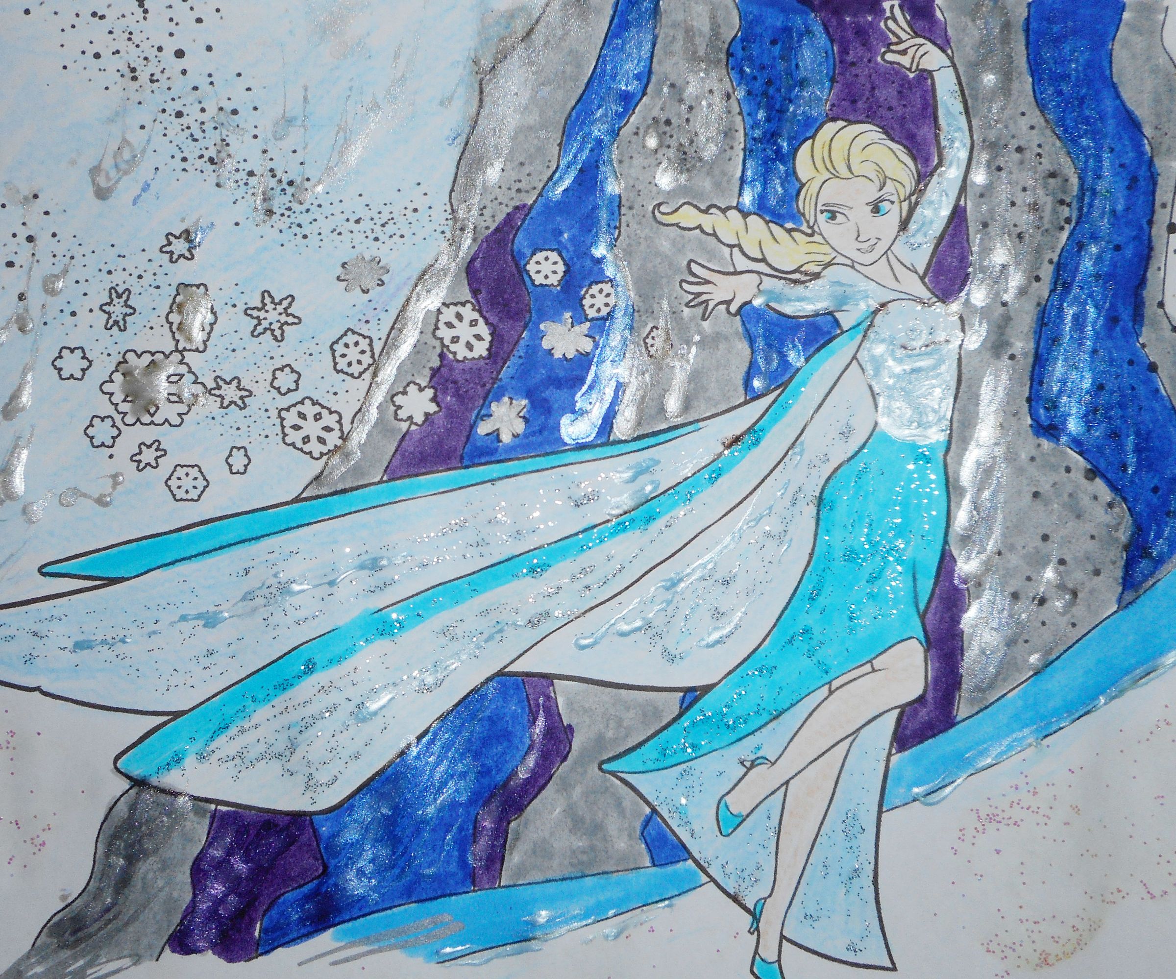 Disney Frozen 2 Elsa Coloring Pages With Glitter Glue