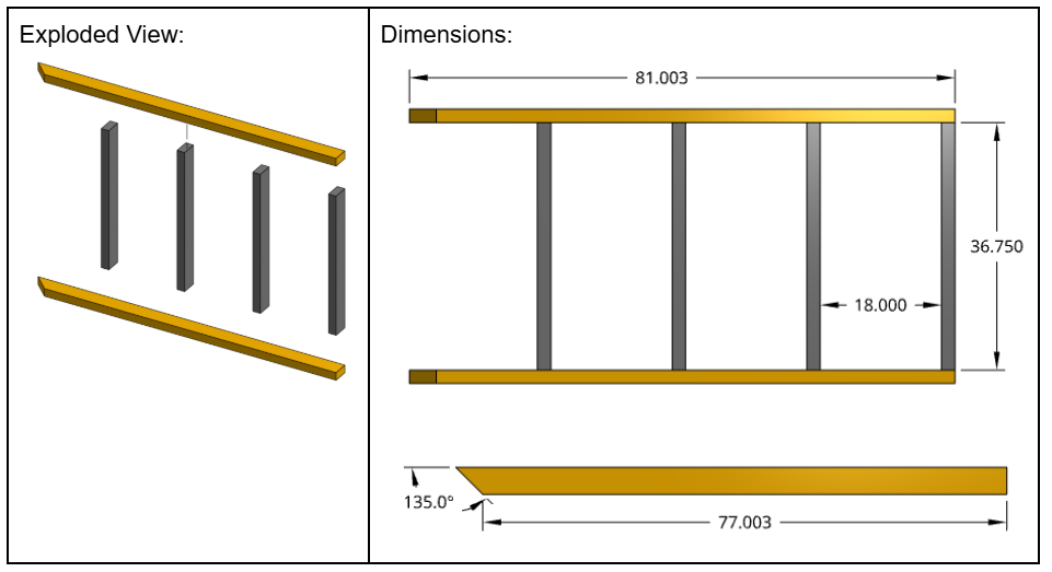Left and Right Unit Back Dimensions: Part E