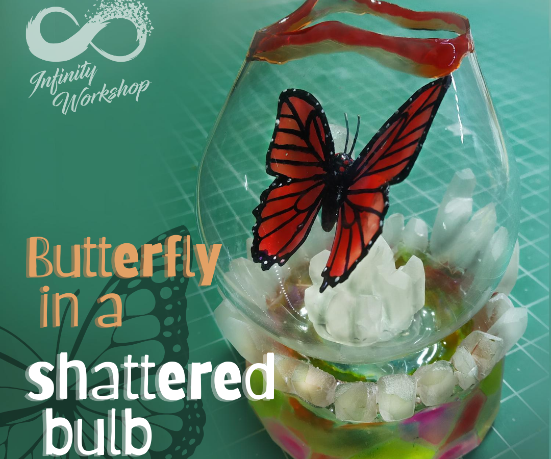 Butterfly in a Shattered Glass Bulb