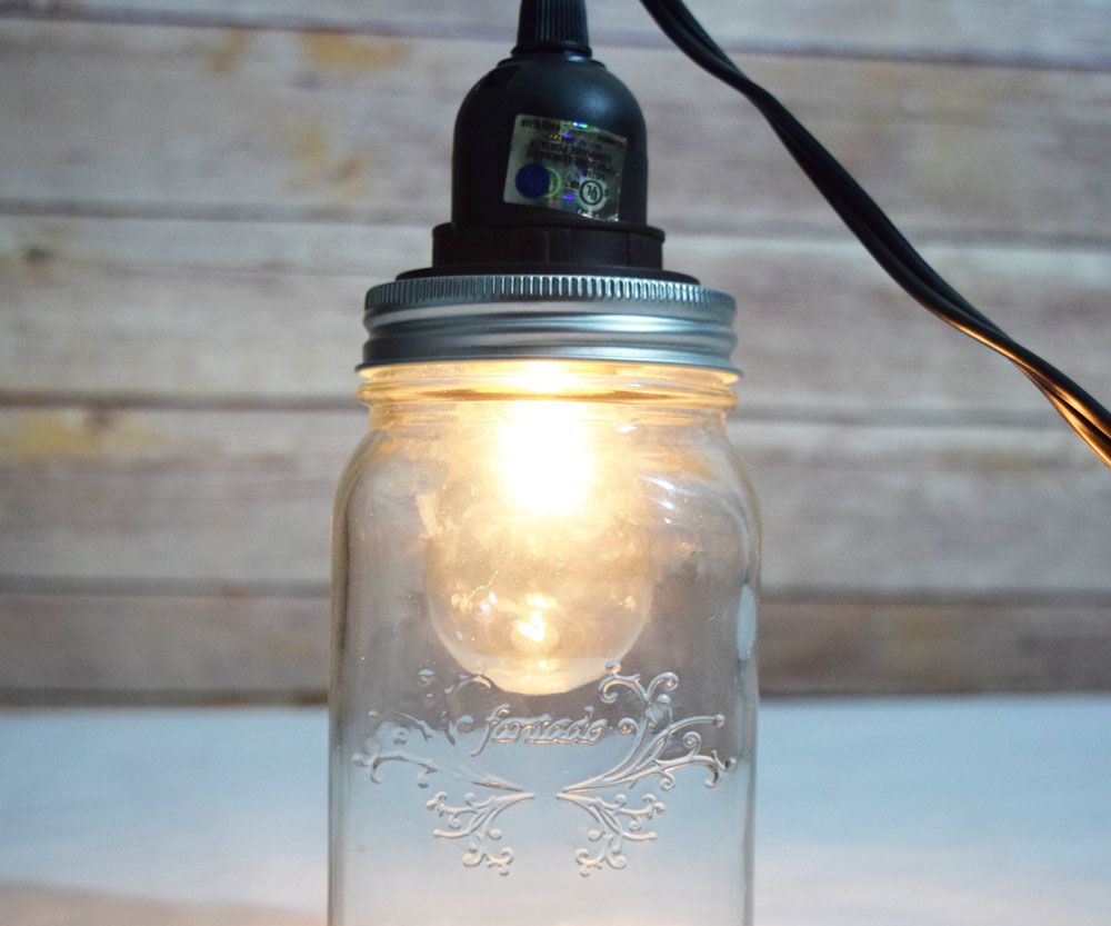 DIY Hanging Mason Jar Pendant Light 