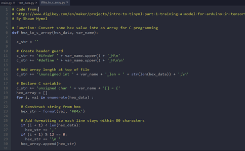 Evaluating the Model Accuracy and Converting the Model to a C Array