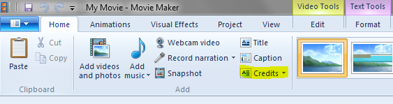 Adding Credits to Your Movie