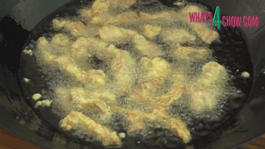 Deep-frying the Pork and Carrots