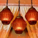 Dollar Tree Amber/Orange Pendant Lights