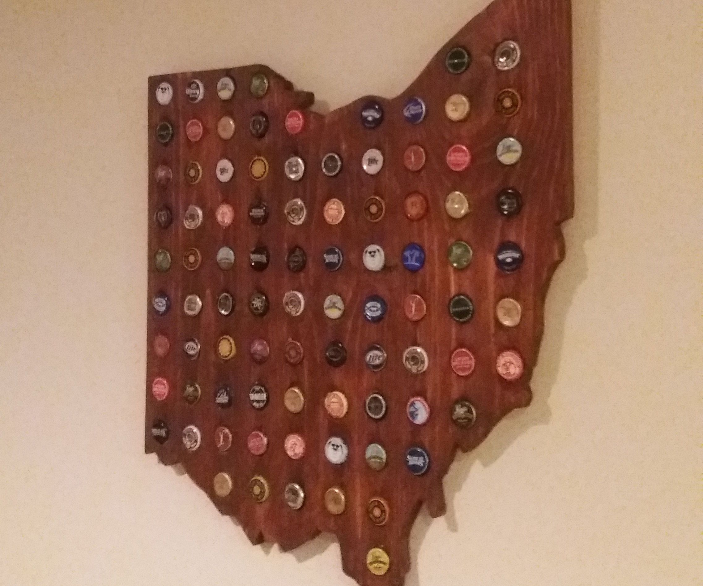 Wooden State Shaped Beer Cap Display