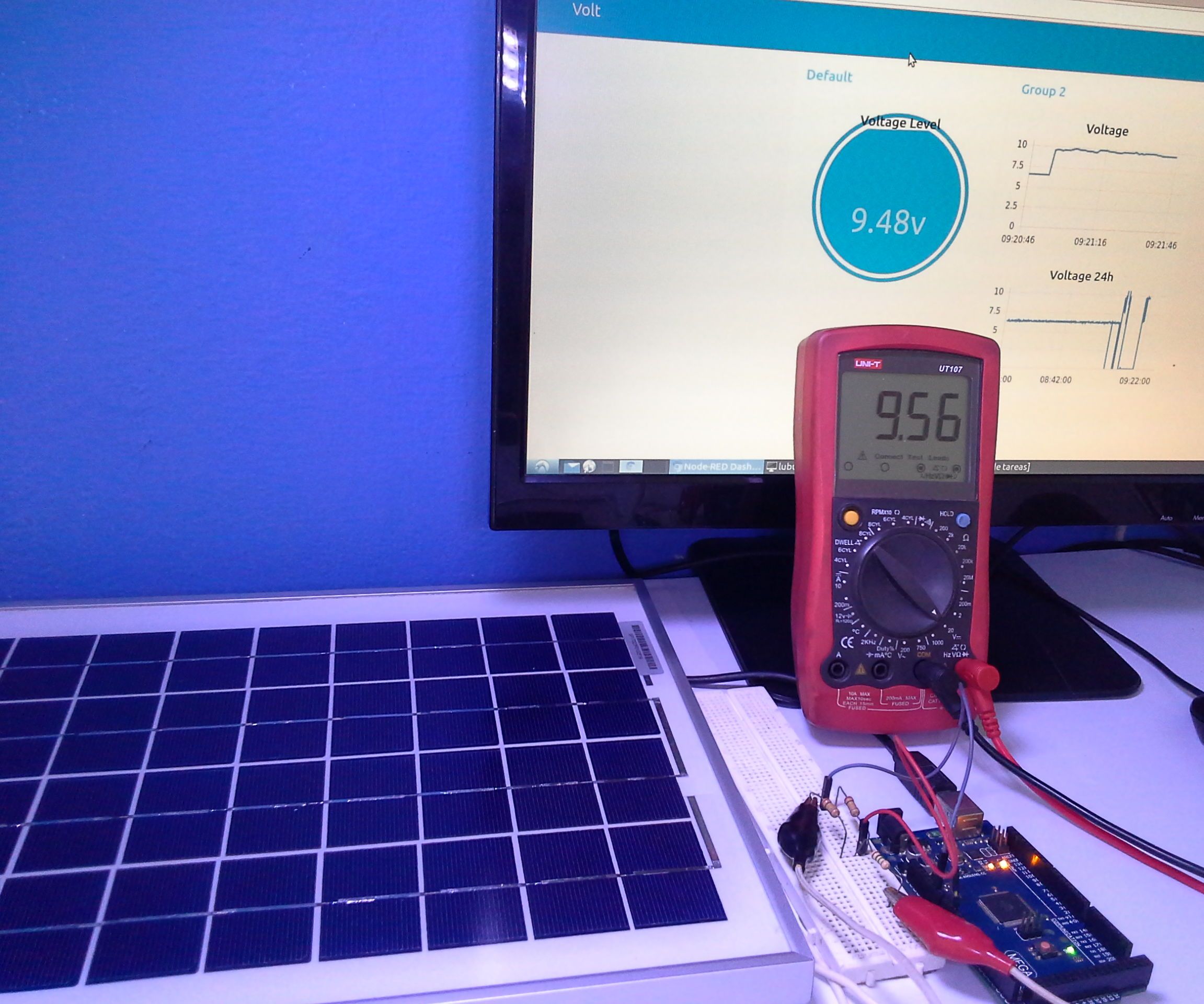 Review Solar Panel 10W With Arduino and Node-RED