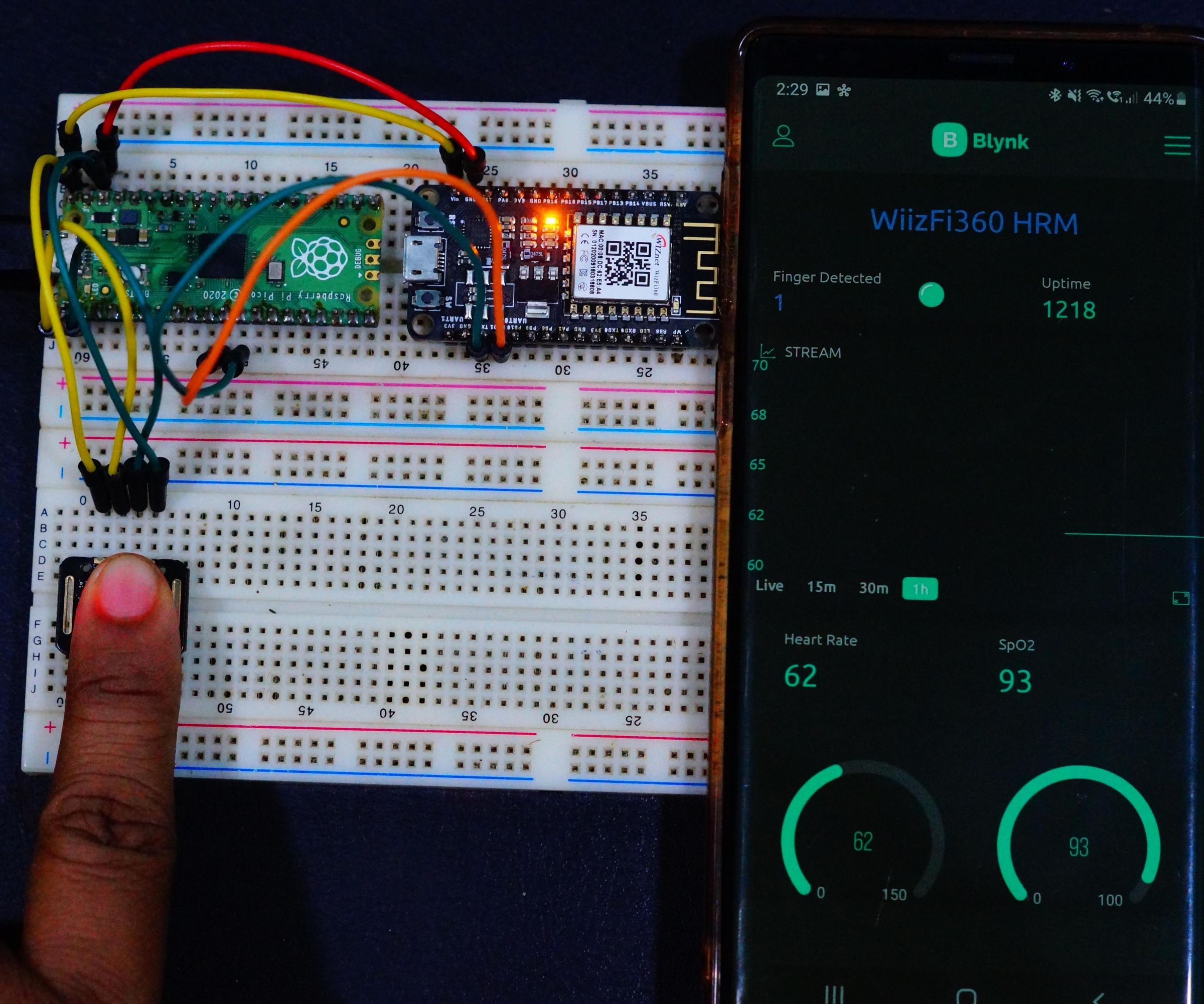 WizFi360-EVB-Mini Pulse Oximeter Blynk BPM