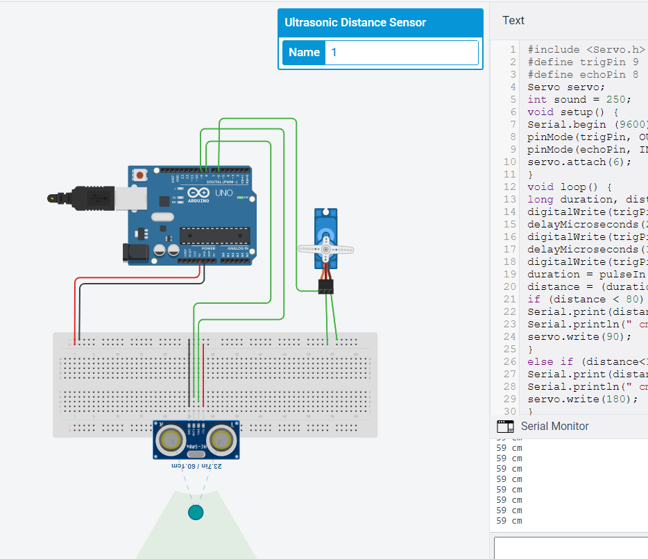 Controlling a Servo With an Ultrasonic Sensor Using Arduino : 7 Steps ...