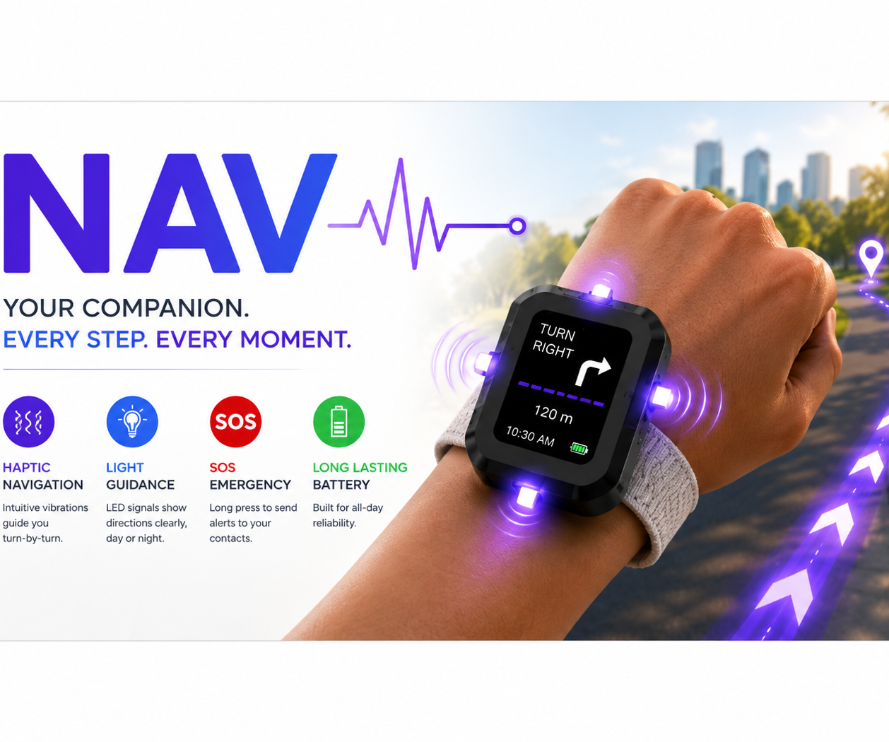 NAV — a Screenless Haptic Navigation Band for a Safer Future : 7 Steps ...