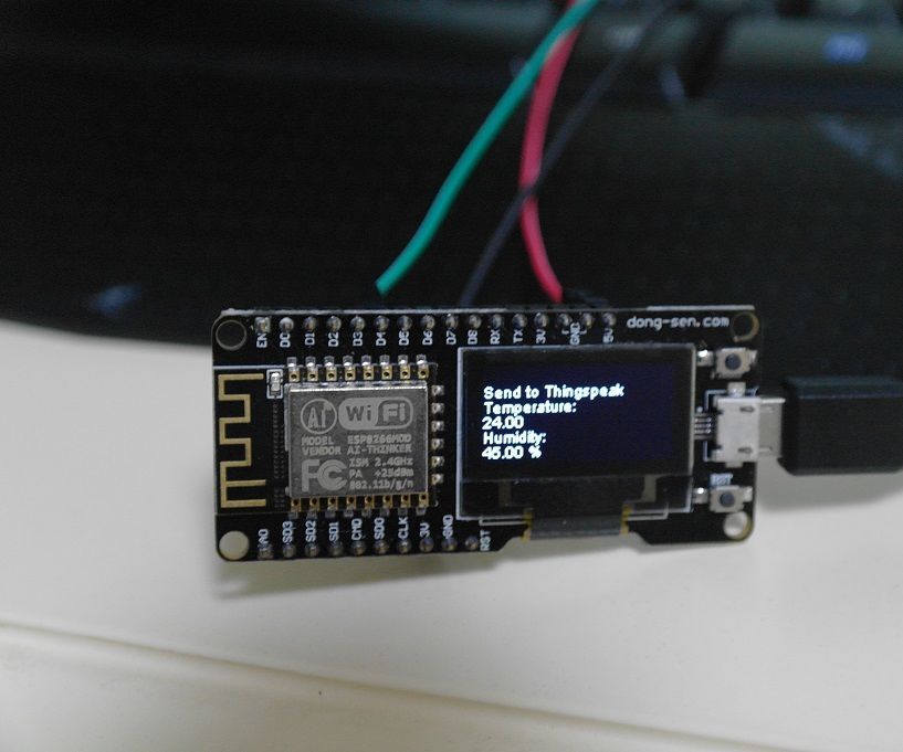 Display Temperature and Humidity and Upload to ThingSpeak