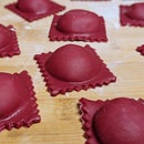 Naturally Dyed Roasted Red Beet Ravioli