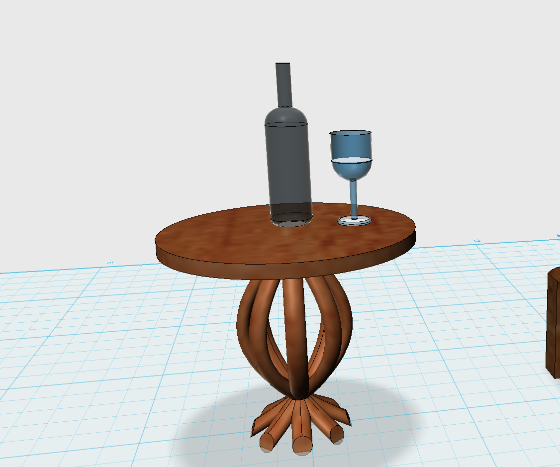 123D Design Table and Wine Bottle