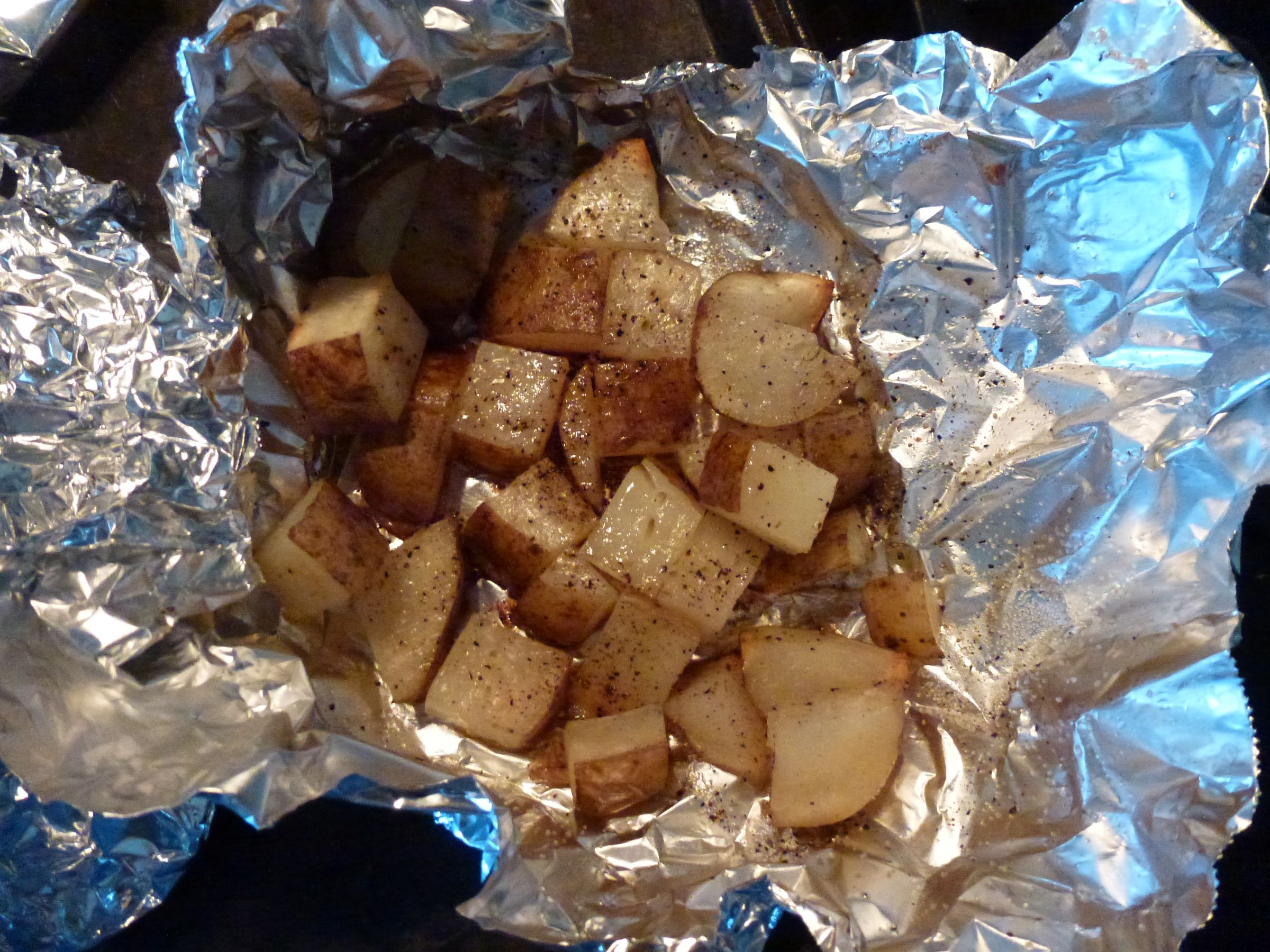 Campfire (or Oven) Potatoes- Cubed Potatoes in a Bath of Butter, Salt, and Pepper