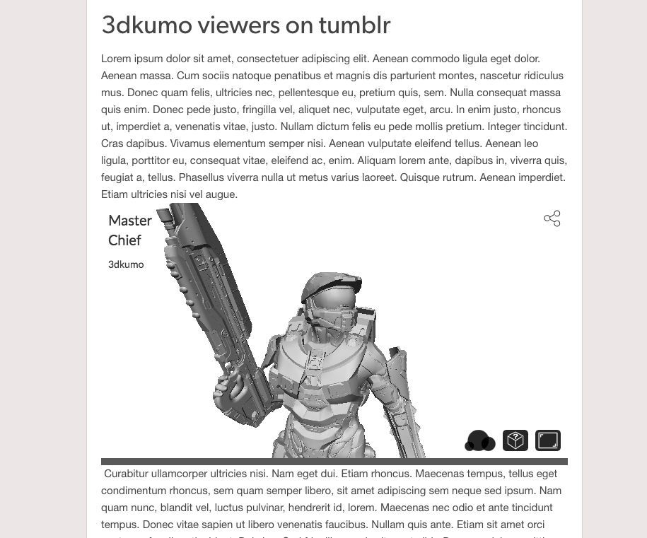 Embed 3DKUMO Viewers on Your Tumblr Blog.