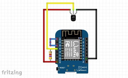 Esp8266 Temperature Sensors IoT : 5 Steps Circuit Diagram