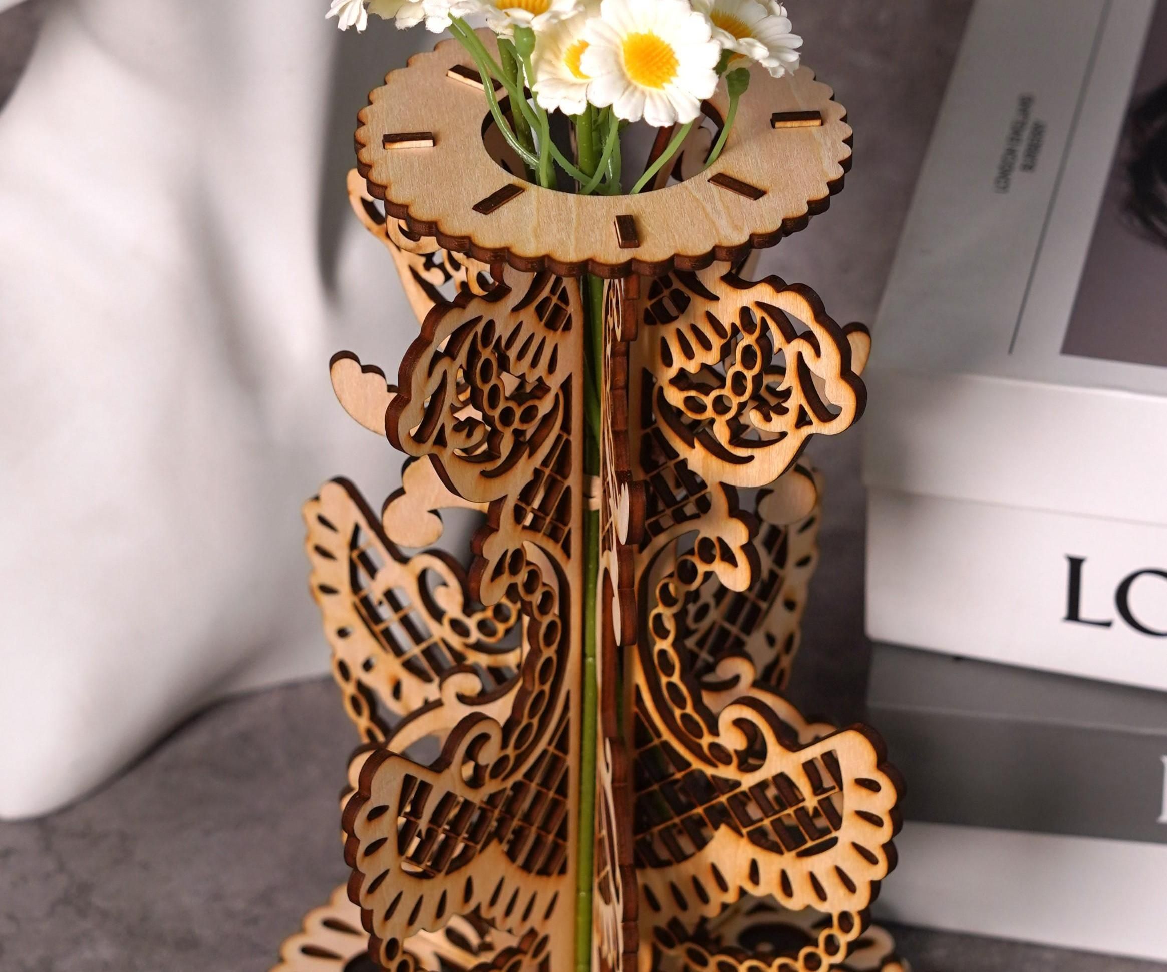 Laser Cut Wooden Vase