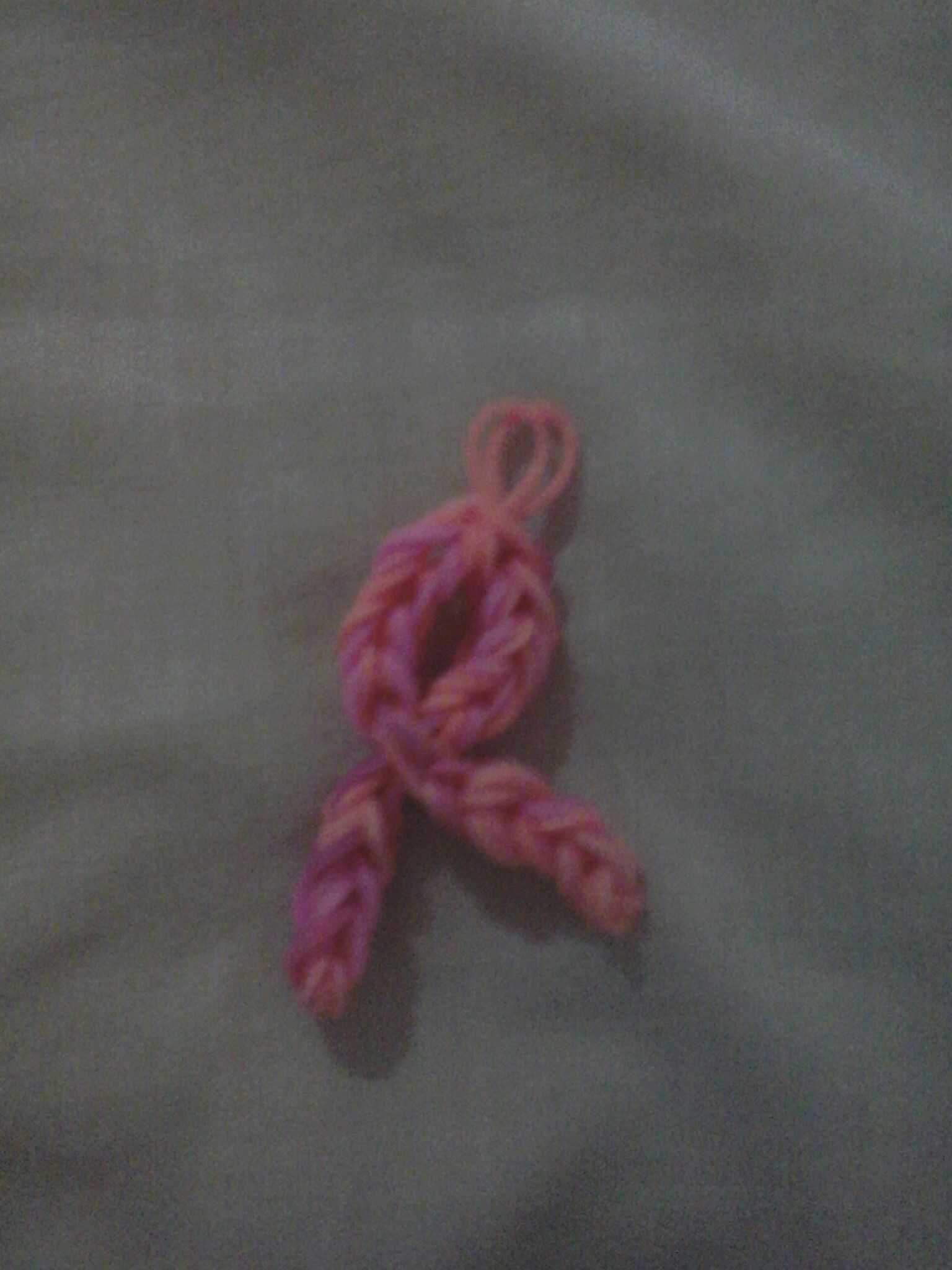 Pink Cancer Ribbon Loom Charm -loomless-