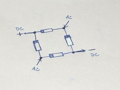 AC to DC Converter=diode Bridge : 3 Steps Circuit Diagram