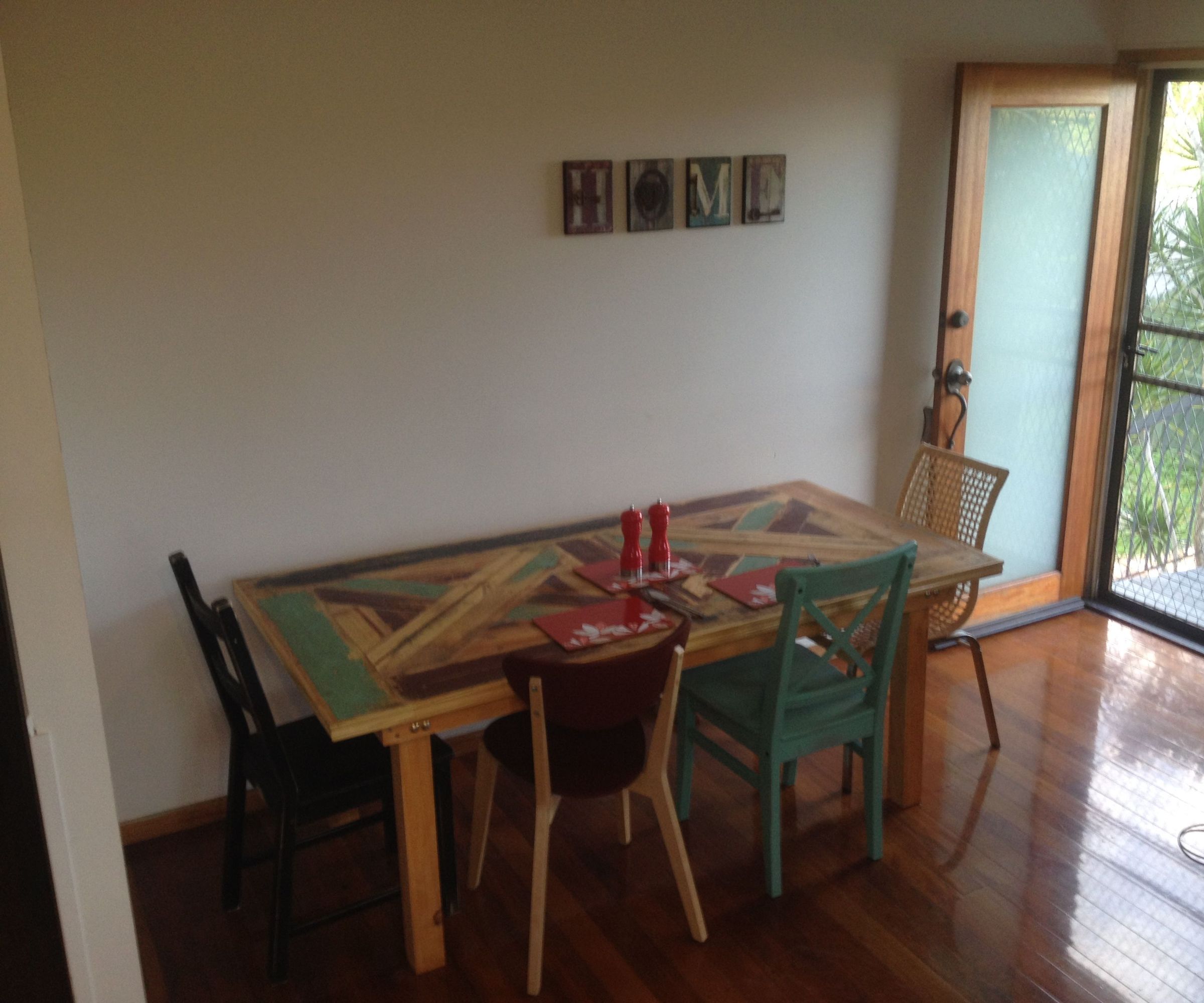 Rustic 6 Person Dining Table and Chairs Made From Pallets