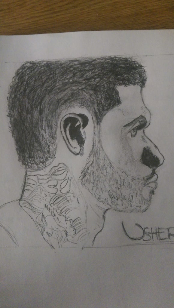 A Potrait Drawing of Usher From His Album - Looking for Myself