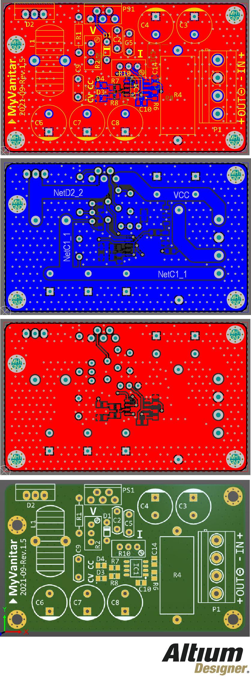 Figure 2  PCB Layout of the Adjustable Switching Power Supply