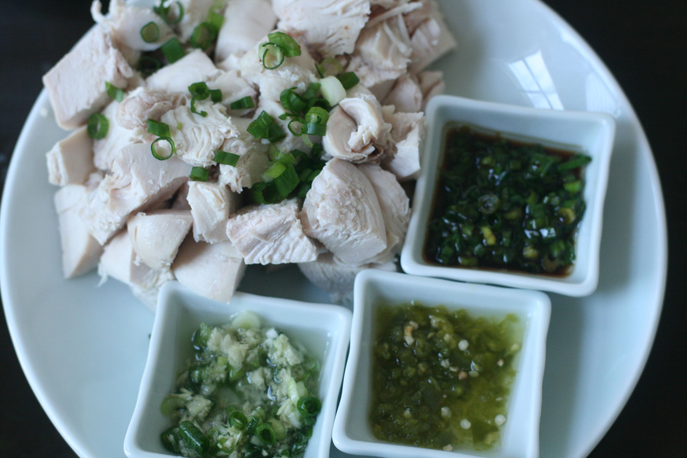 Poached Chicken Breasts With Three Dipping Sauces (with Pictures