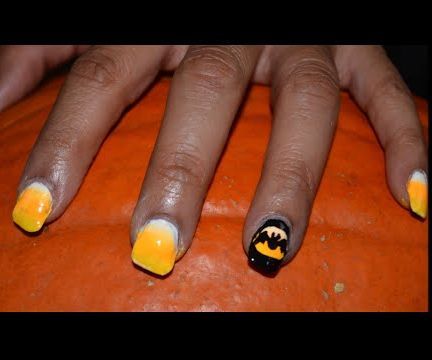 Easy Batty Candy Corn Nails