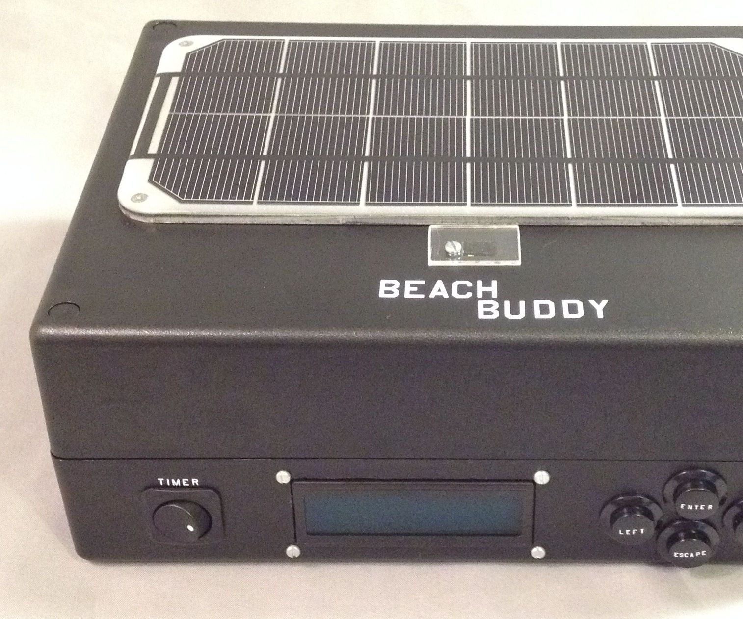 Beach Buddy: 3-in-1 Solar Phone Charger, Boombox, and Sunburn Timer Calculator