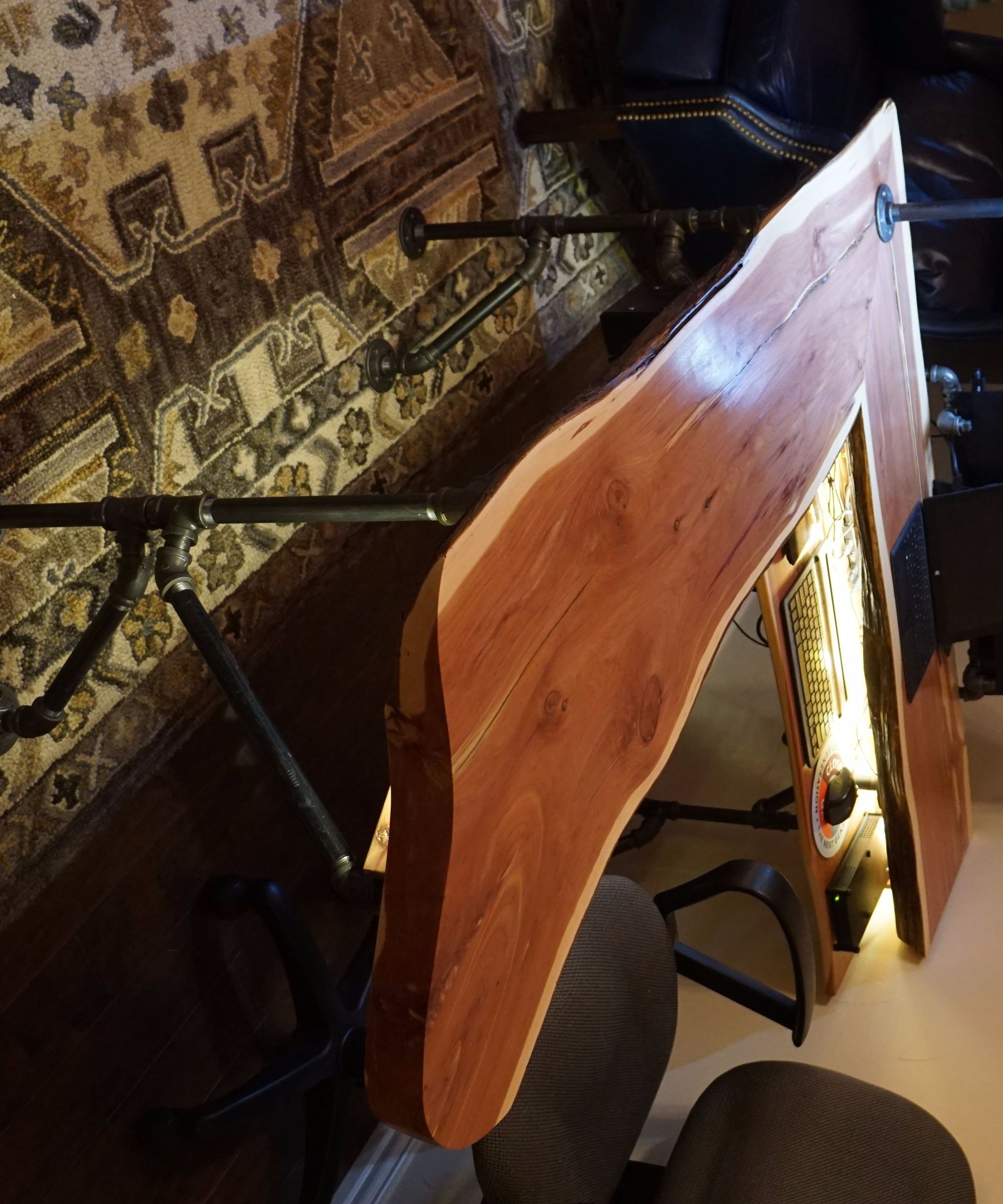 Live Edge Cedar Industrial Computer Desk