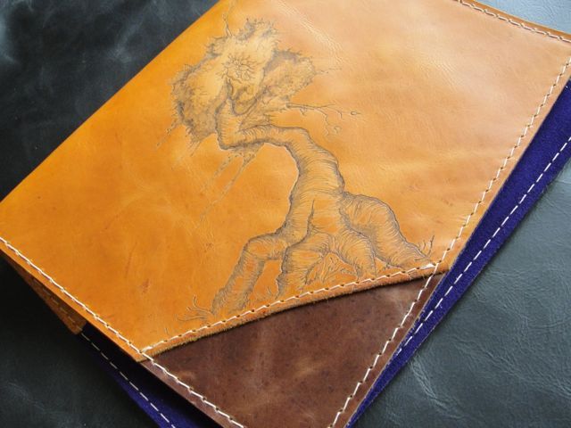 Leather Book Cover With Pyrography (Time Lapse Video)