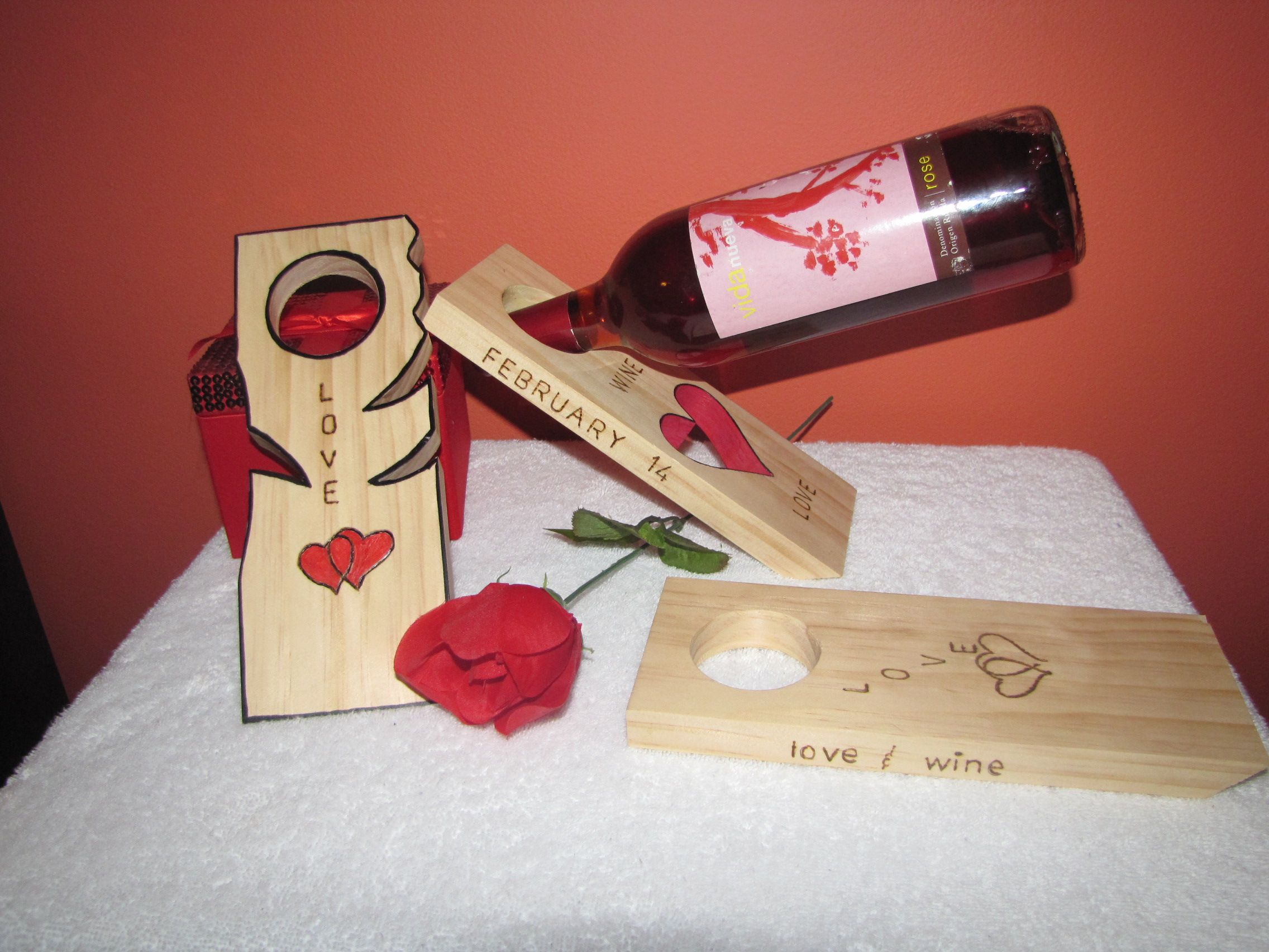 wine wood holders valentine's