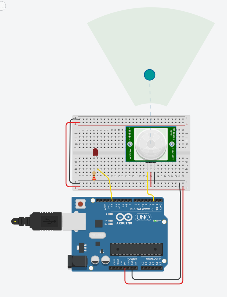 PIR Motion Sensor With Arduino in Tinkercad