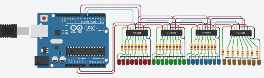 Cascade of Shift Registers 74HC595 Controlled Via Arduino and Ethernet ...