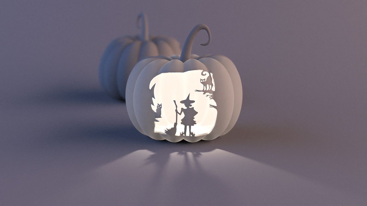 3D Witch&Cat&Owl Jack-o'-Lantern