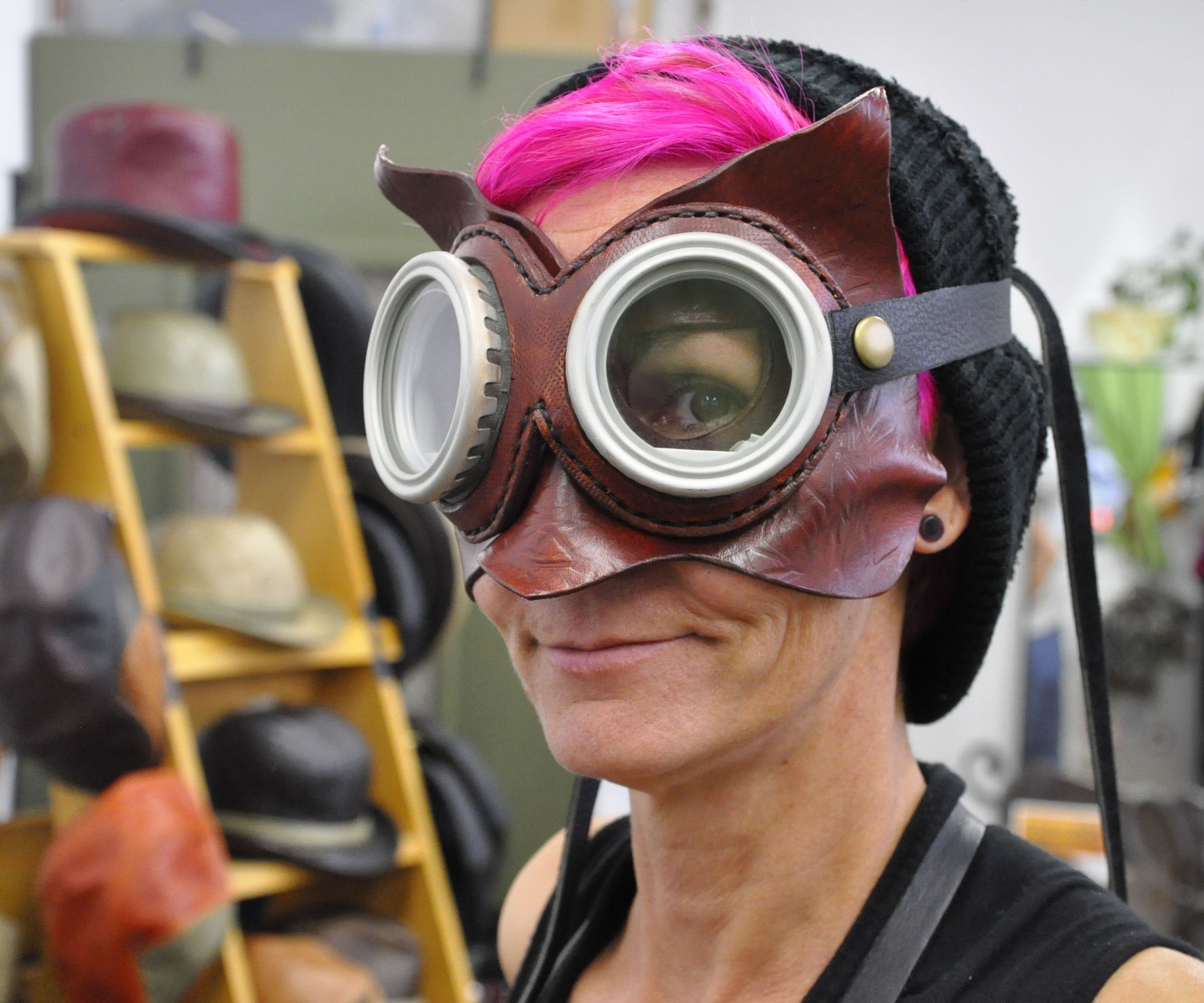 3-in-1 Leather Dr. Whoo Owl Mask With Goggles