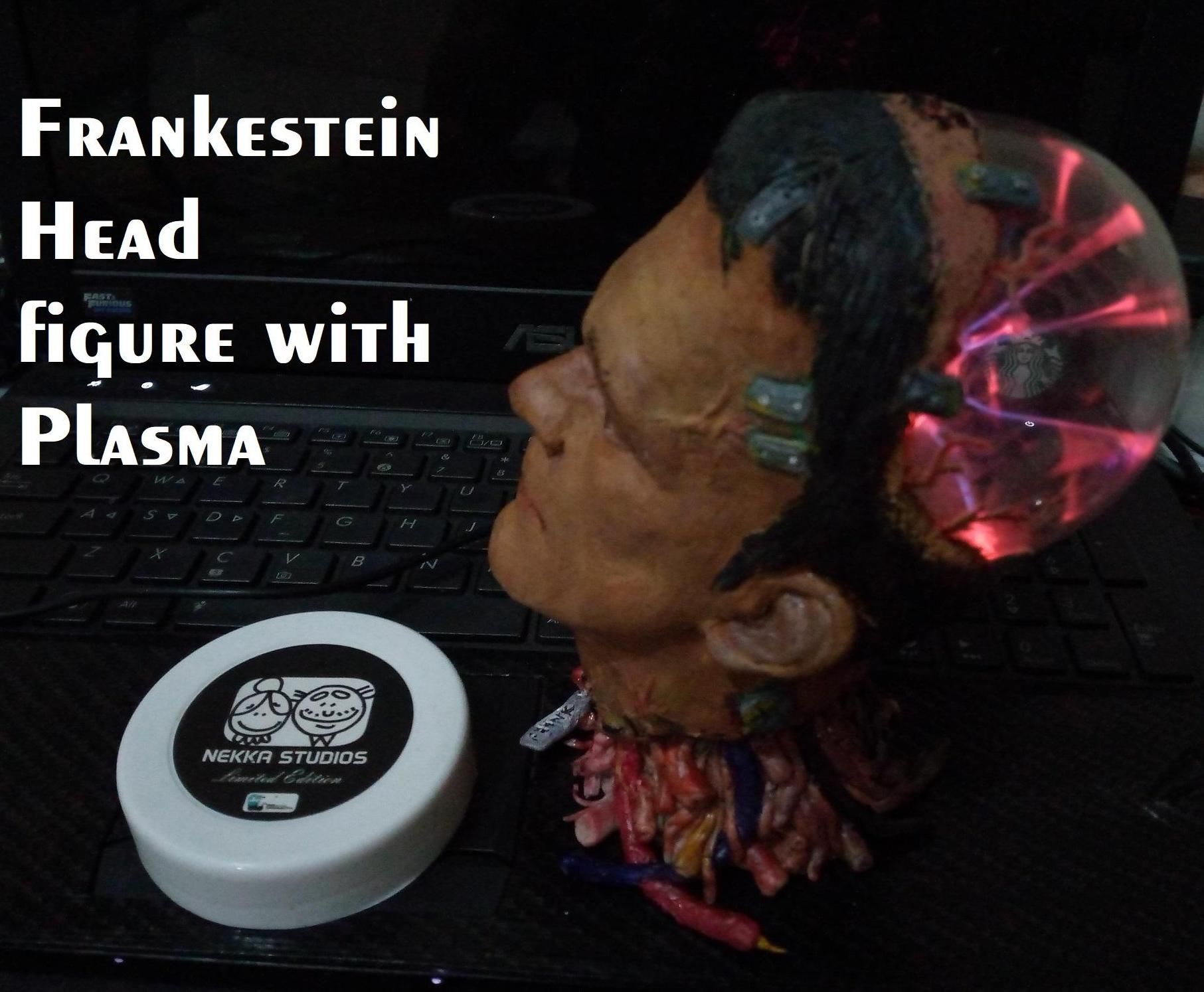 Frankestain Head With Plasma Lamp for Halloween Decoration