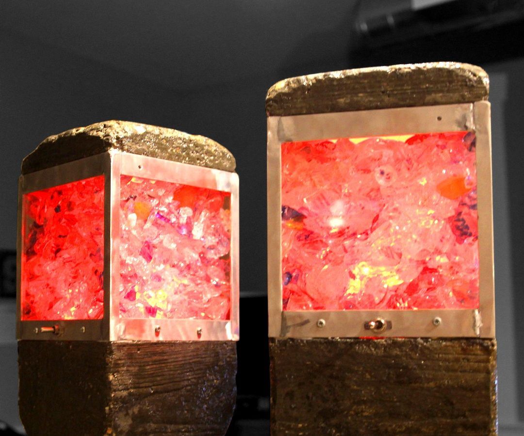Concrete & Upcycled Glass Lamps
