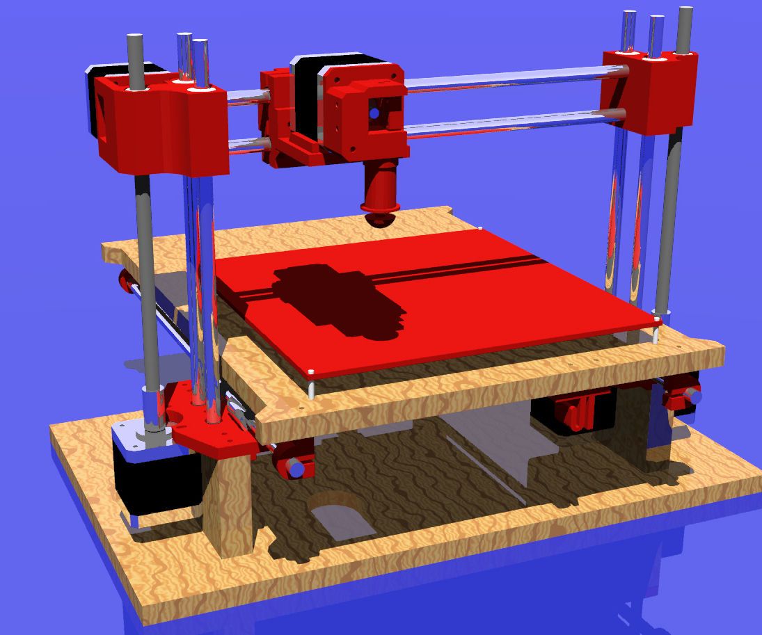Woodbased 3D Printer With New Desinged Printed Parts