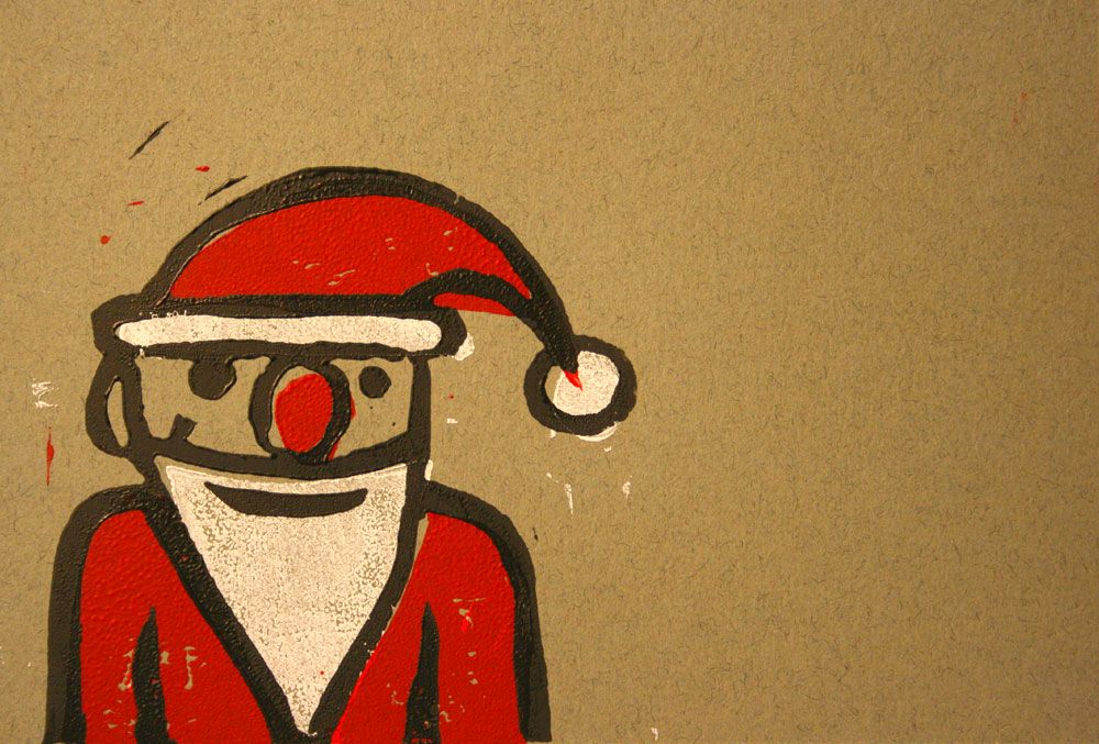Santa Block Print Card by Noah