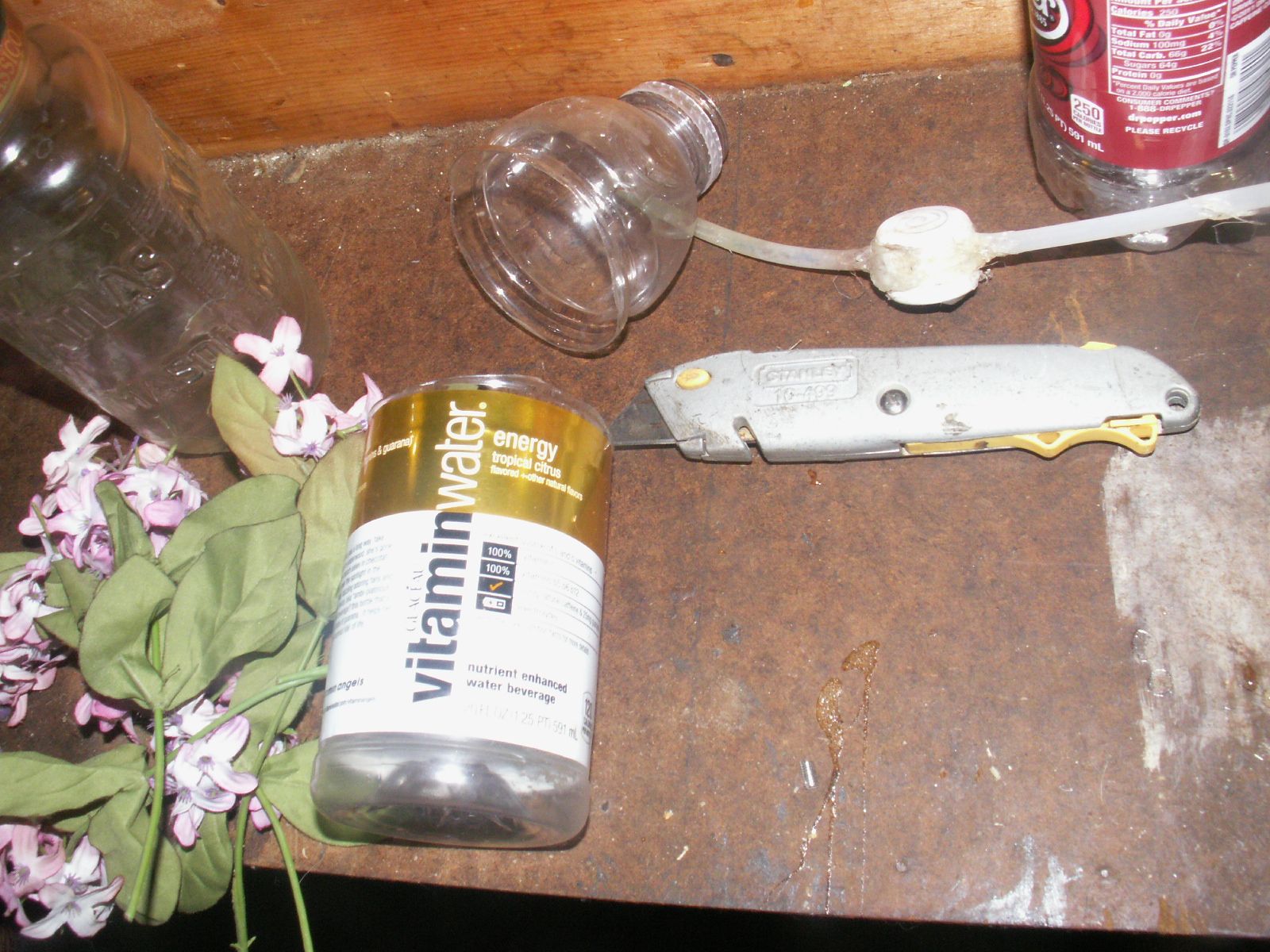 Humming Bird Feeder Made From Stuff Found Cleaning Out My Car