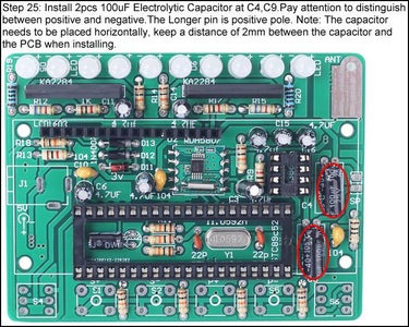 Install 2pcs 4.100uF Electrolytic Capacitor at C4,C9