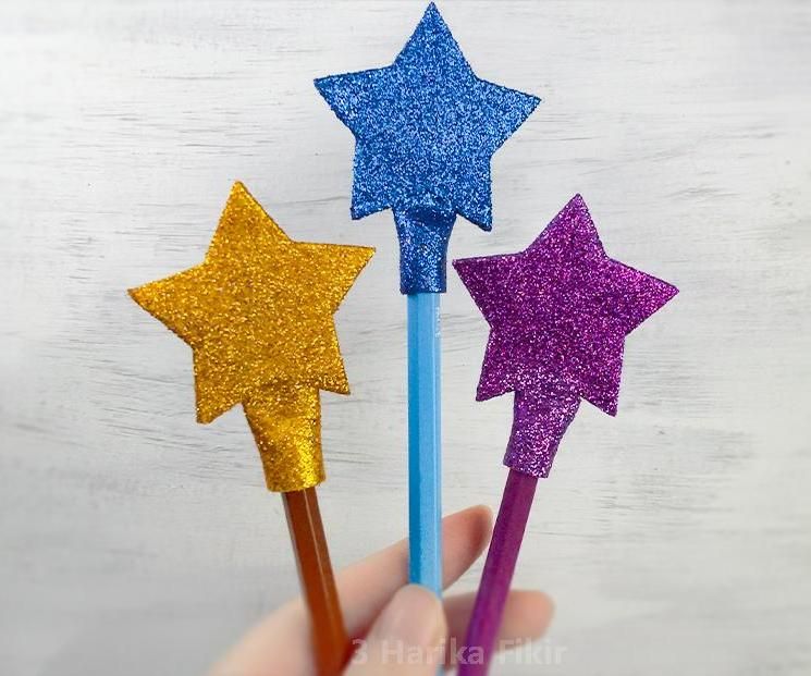 Diy Glitter Star Pencil Decoration 