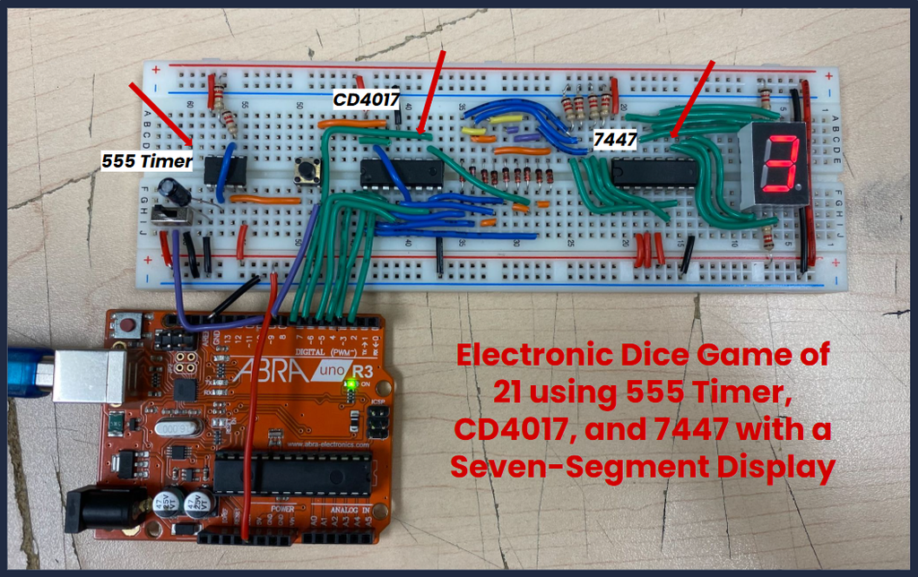 Electronic Dice Game of 21 Using 555 Timer, CD4017, and 7447 With a ...
