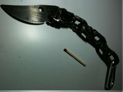 How to Make a Survival Knife From a Chain and Hand Pruners (welding)
